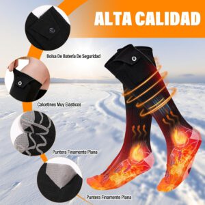 Calcetines calefactables 5V/5000mAh Recargables Calcetines Eléctricos con 4 niveles de Temperatura